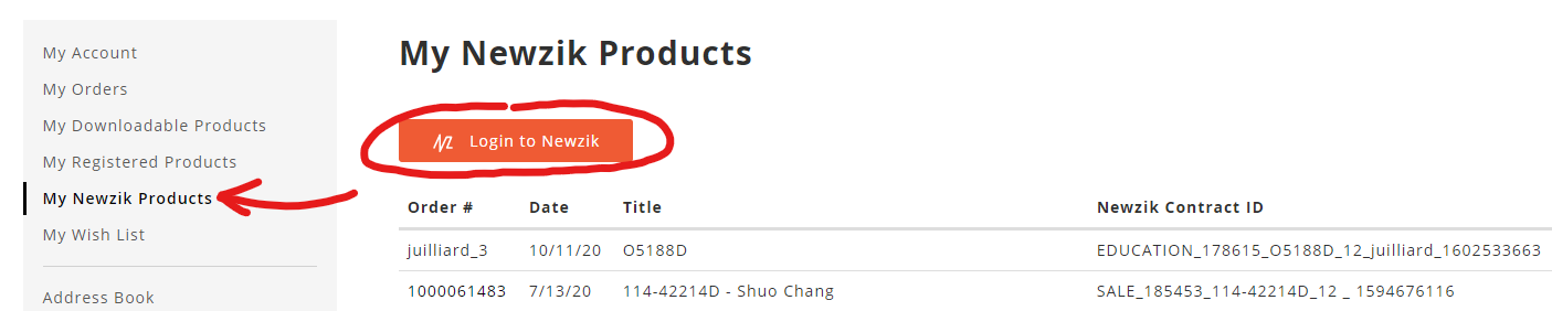 My Newzik Products page